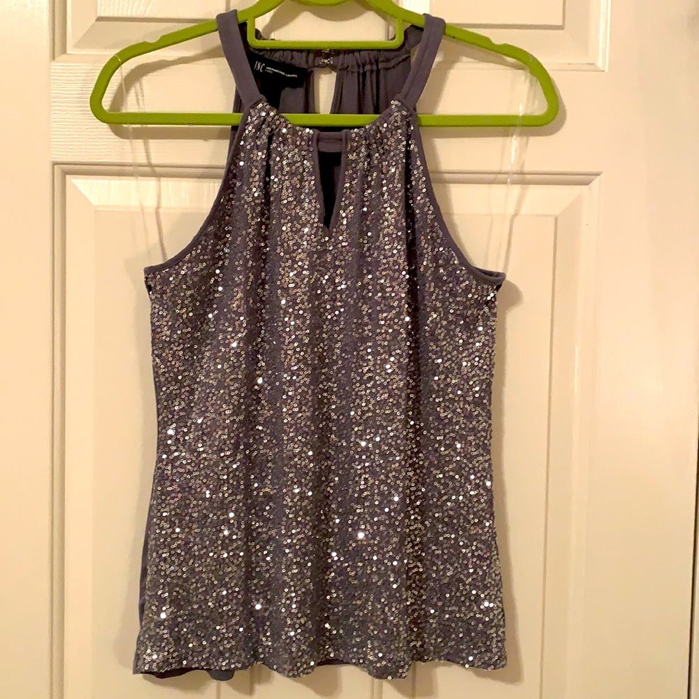 INC Silver Sequin Top